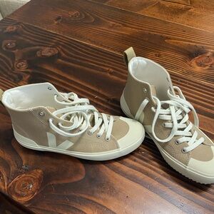 Veja Nova High- Canvas Tan high top sneakers, size 7